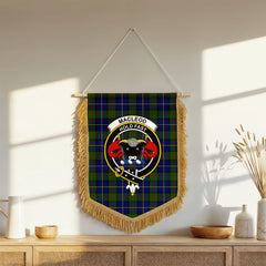 MacLeod of Harris Modern Tartan Crest Wall Hanging Banner - Wood Pole