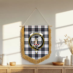 MacRae Dress Modern Tartan Crest Wall Hanging Banner - Wood Pole