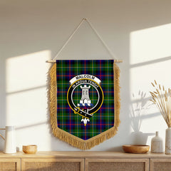 Malcolm (or MacCallum) Tartan Crest Wall Hanging Banner - Wood Pole