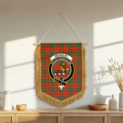 McAulay Ancient Tartan Crest Wall Hanging Banner - Wood Pole