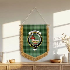 McDonald Lord of the Isles Hunting Tartan Crest Wall Hanging Banner - Wood Pole