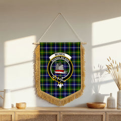 McNeil of Barra Modern Tartan Crest Wall Hanging Banner - Wood Pole