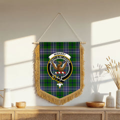 Wishart Hunting Tartan Crest Wall Hanging Banner - Wood Pole