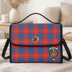 Galloway Red Tartan Crest Satchel Bag
