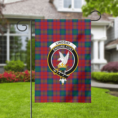 Lindsay Modern Tartan Crest Garden Flag