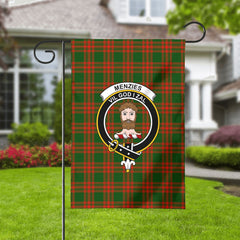 Menzies Green Modern Tartan Crest Garden Flag