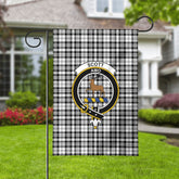 Scott Black & White Modern Tartan Crest Garden Flag