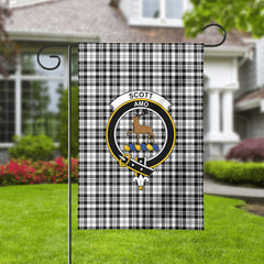 Scott Black & White Modern Tartan Crest Garden Flag