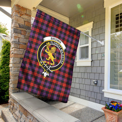 Brown Modern Tartan Crest Garden Flag