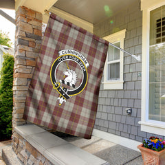 Cunningham Burgundy Dancers Tartan Crest Garden Flag