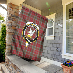 Lindsay Weathered Tartan Crest Garden Flag