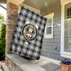 Menzies Black - White Modern Tartan Crest Garden Flag
