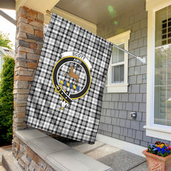 Scott Black & White Modern Tartan Crest Garden Flag