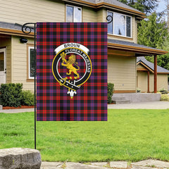 Broun Modern Tartan Crest Garden Flag