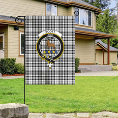 Scott Black & White Modern Tartan Crest Garden Flag