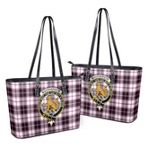 MacPherson Hunting Modern Tartan Crest Leather Tote Bag