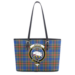 Beaton Ancient Tartan Crest Leather Tote Bag