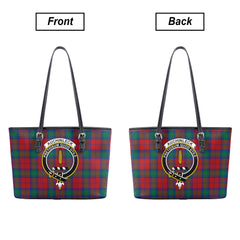 Auchinleck Tartan Crest Leather Tote Bag