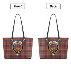 Cameron of Lochiel Ancient Tartan Crest Leather Tote Bag