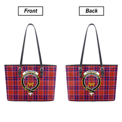 Cameron of Lochiel Modern Tartan Crest Leather Tote Bag