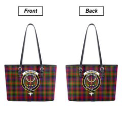 Carnegie Modern Tartan Crest Leather Tote Bag
