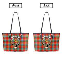 Chattan Tartan Crest Leather Tote Bag