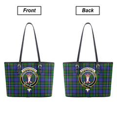 Donnachaidh Tartan Crest Leather Tote Bag