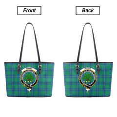 Irvine Ancient Tartan Crest Leather Tote Bag