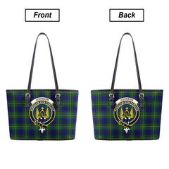 Johnson Modern Tartan Crest Leather Tote Bag