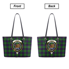 Leslie Hunting Tartan Crest Leather Tote Bag