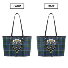 MacInnes Modern Tartan Crest Leather Tote Bag