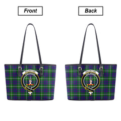 MacIntyre Hunting Modern Tartan Crest Leather Tote Bag