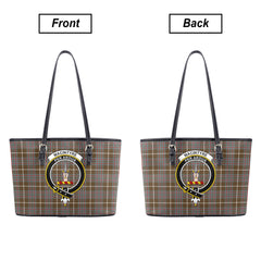 MacIntyre Hunting Weathered Tartan Crest Leather Tote Bag