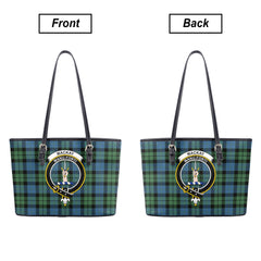 MacKay Ancient Tartan Crest Leather Tote Bag