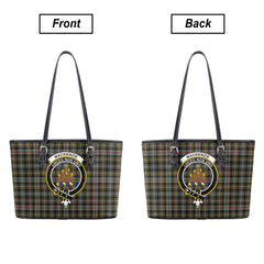 MacKenzie Weathered Tartan Crest Leather Tote Bag