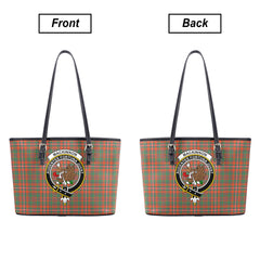 MacKinnon Ancient Tartan Crest Leather Tote Bag