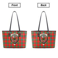MacLaine of Loch Buie Tartan Crest Leather Tote Bag