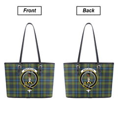 MacLellan Ancient Tartan Crest Leather Tote Bag