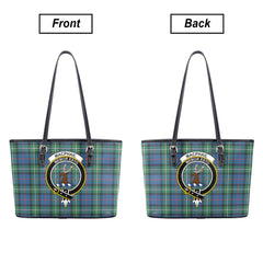 MacPhail Hunting Ancient Tartan Crest Leather Tote Bag