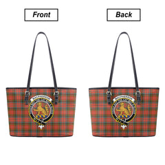 MacPherson Weathered Tartan Crest Leather Tote Bag