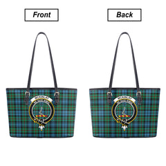 McKinlay Ancient Tartan Crest Leather Tote Bag