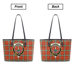 Morrison Red Ancient Tartan Crest Leather Tote Bag