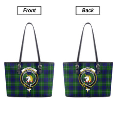Oliphant Modern Tartan Crest Leather Tote Bag