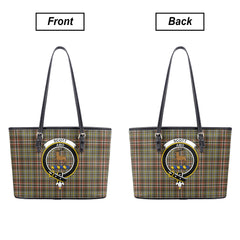 Scott Green Weathered Tartan Crest Leather Tote Bag