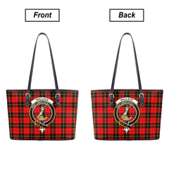 Wallace Hunting Red Tartan Crest Leather Tote Bag