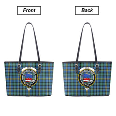 Weir Ancient Tartan Crest Leather Tote Bag