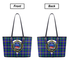 Weir Modern Tartan Crest Leather Tote Bag