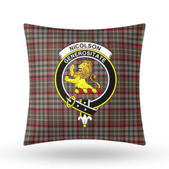 Nicolson Hunting Weathered Tartan Crest Pillow Cover