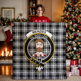 Menzies Black - White Modern Tartan Crest Quilt