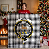 Scott Black & White Modern Tartan Crest Quilt